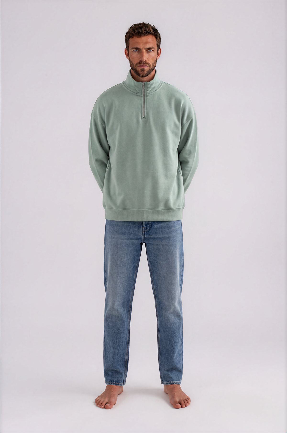 Oversize Organic Sweatshirt with Zipper - 022