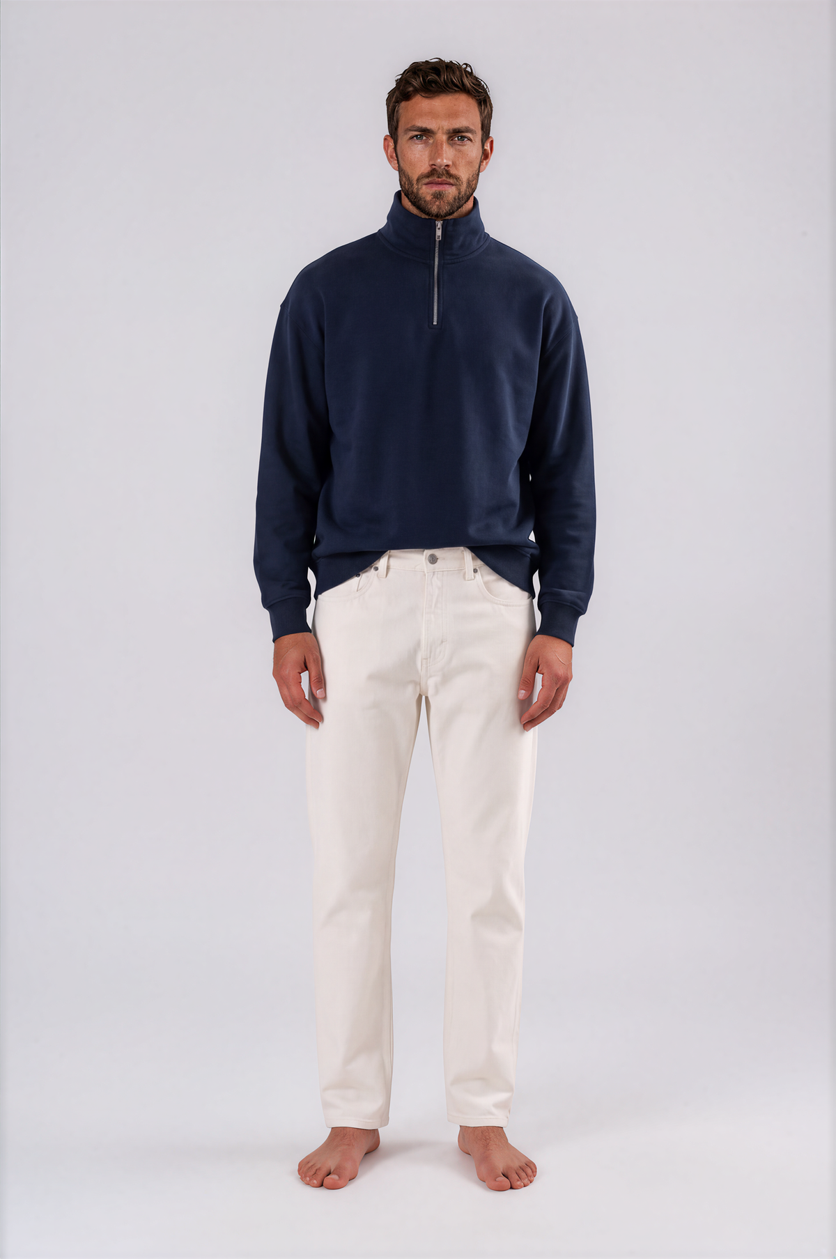 Oversize Organic Sweatshirt with Zipper - 022