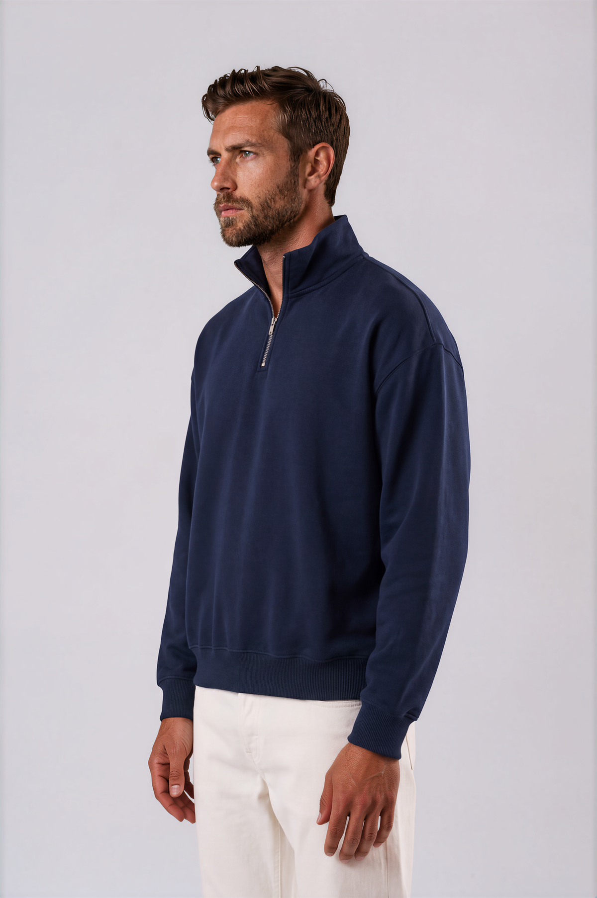 Oversize Organic Sweatshirt with Zipper - 022