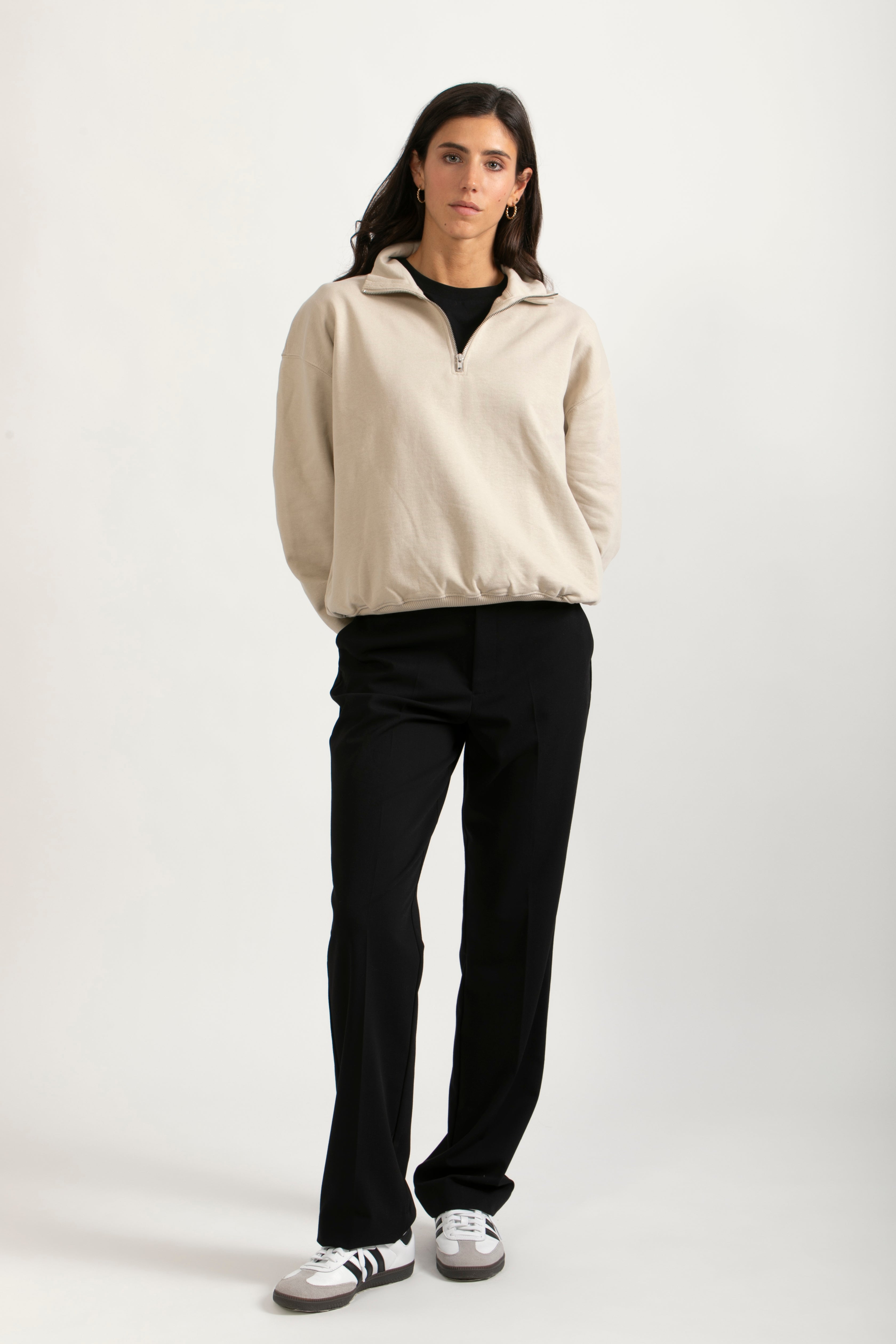 Oversize Organic Sweatshirt with Zipper - 021