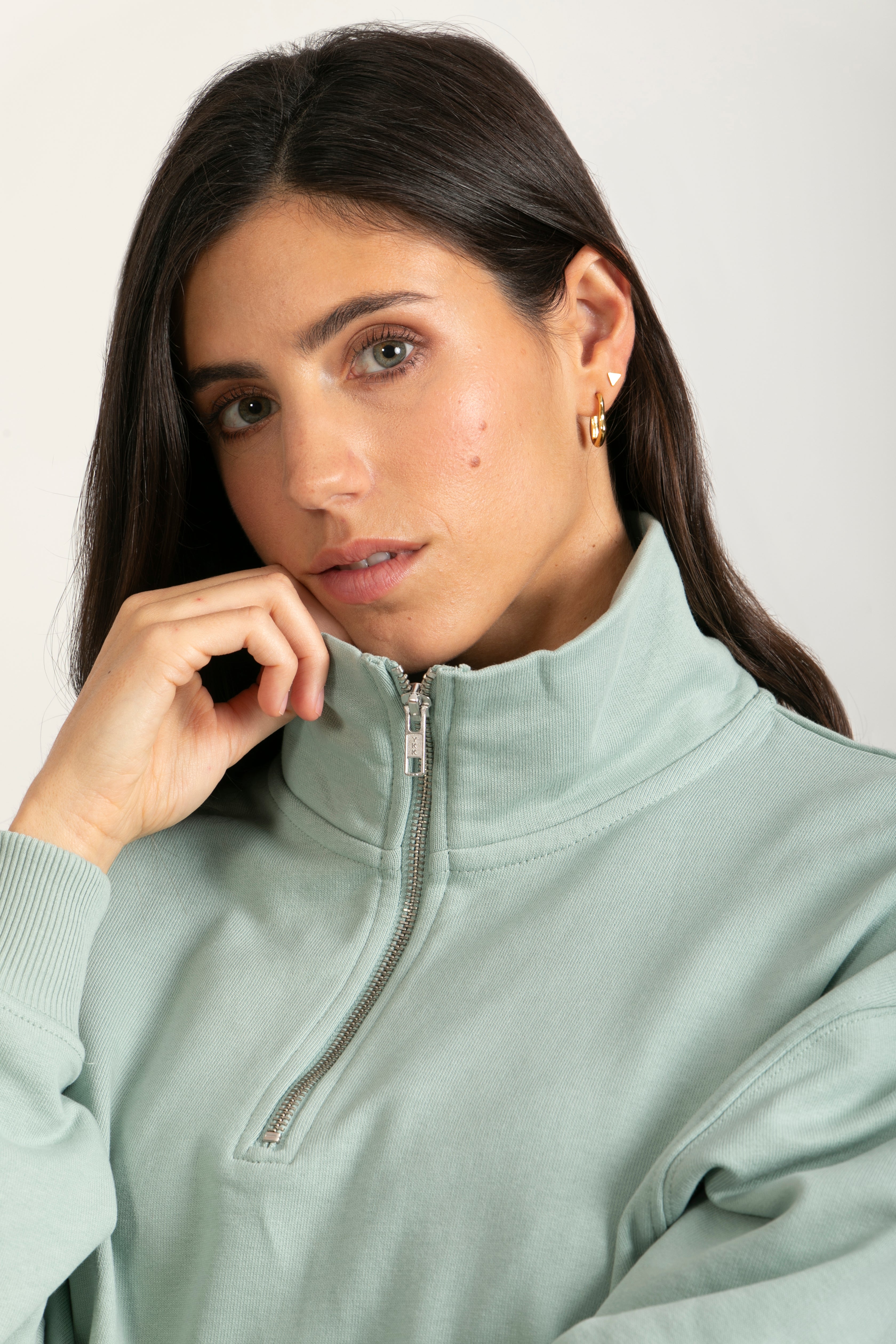 Oversize Organic Sweatshirt with Zipper - 021