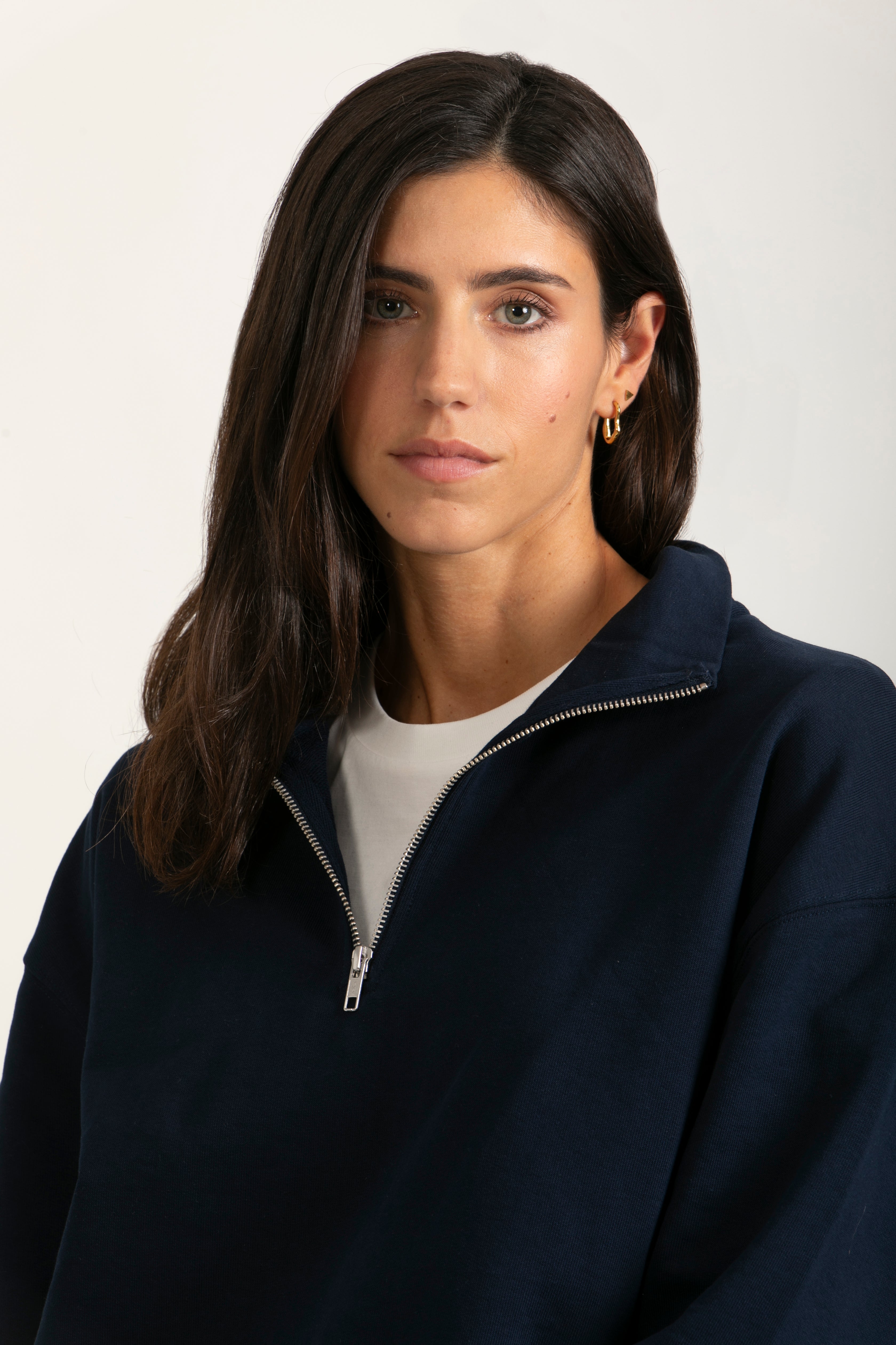 Oversize Organic Sweatshirt with Zipper - 021