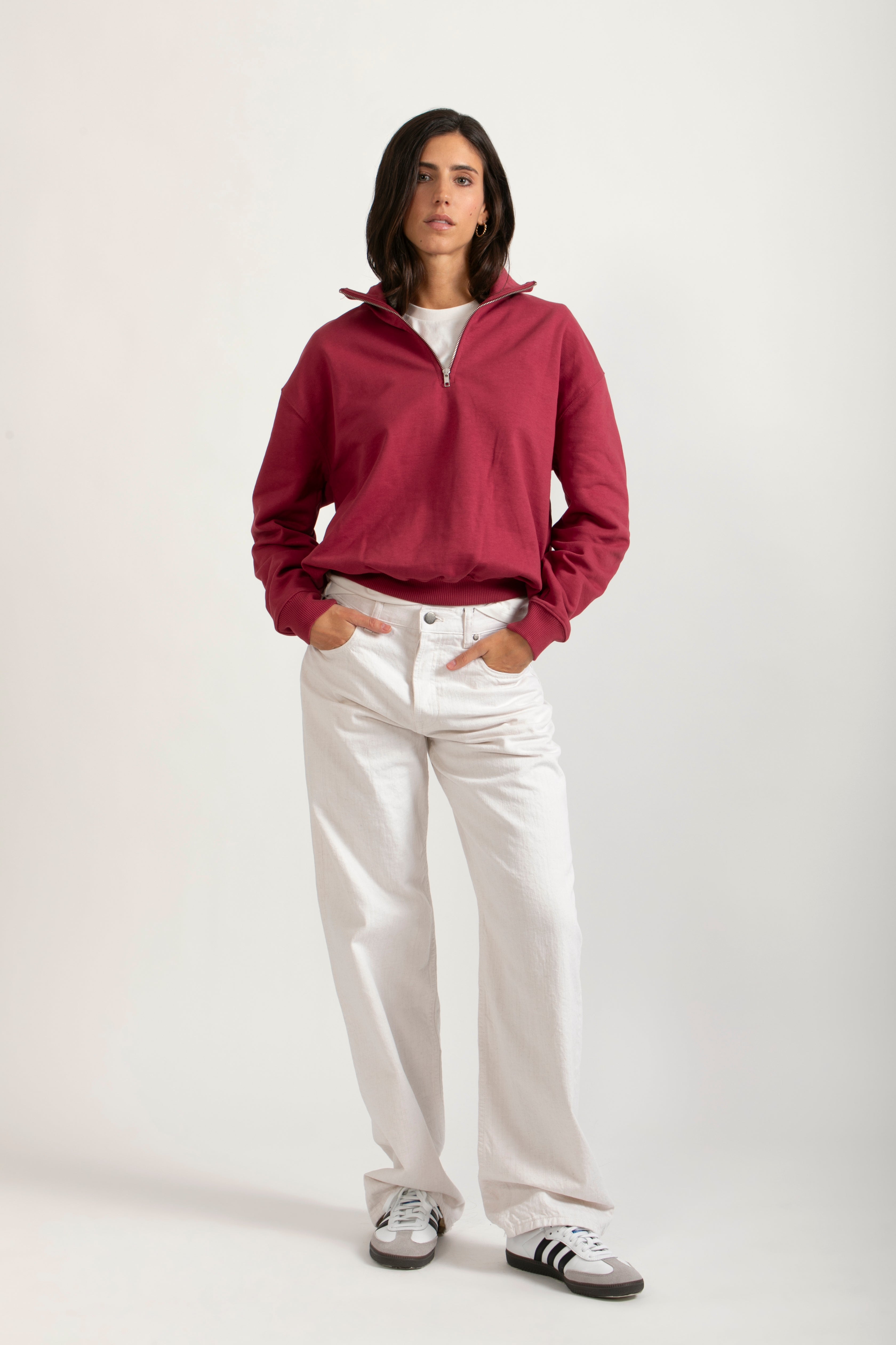 Oversize Organic Sweatshirt with Zipper - 021