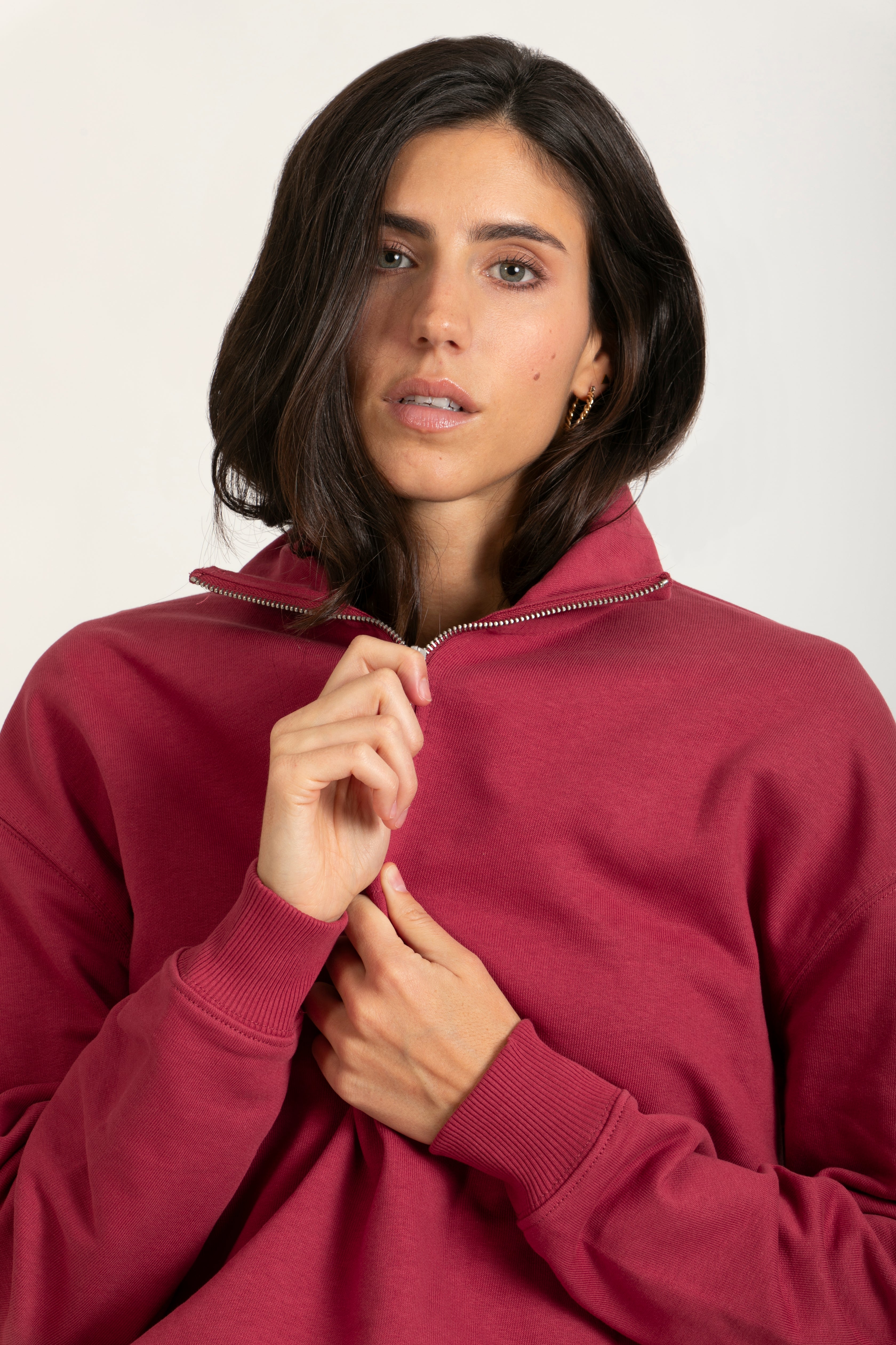 Oversize Organic Sweatshirt with Zipper - 021