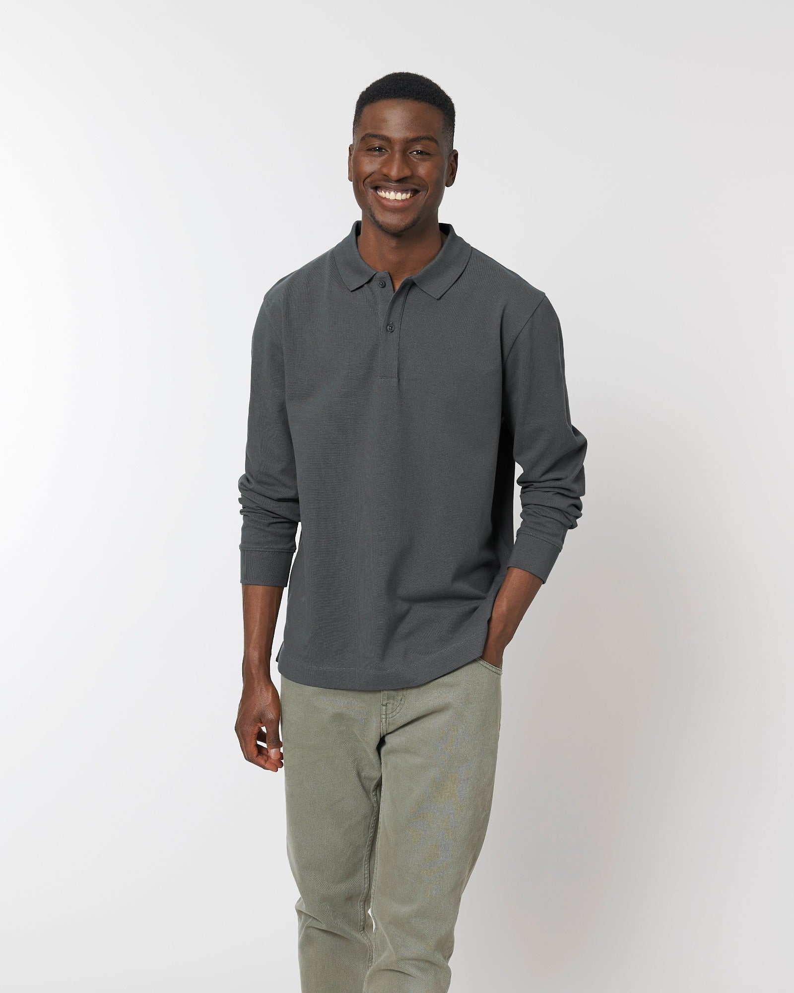 Men Organic Polo Long Sleeve - 014 - Totis Basics