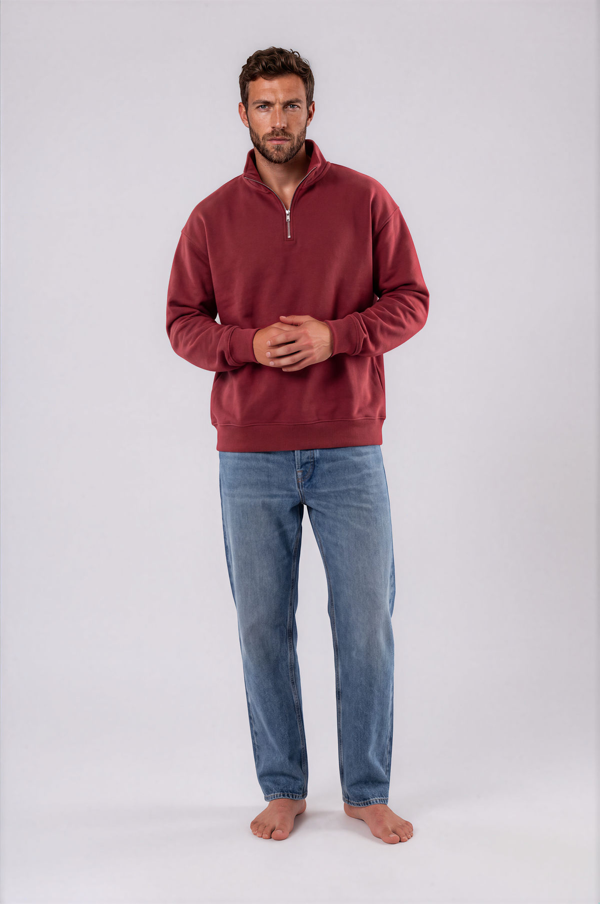 Oversize Organic Sweatshirt with Zipper - 022