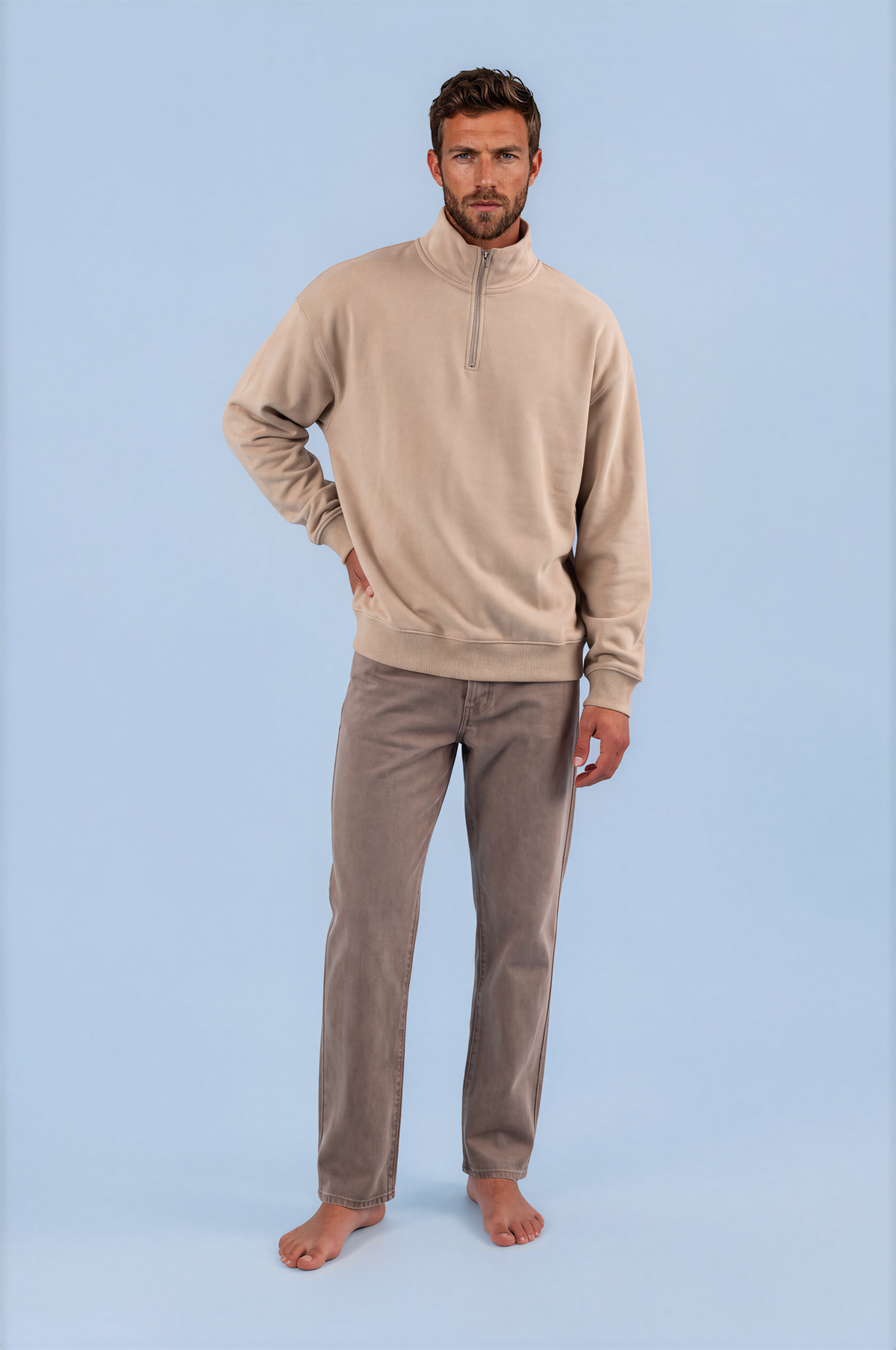 Oversize Organic Sweatshirt with Zipper - 022