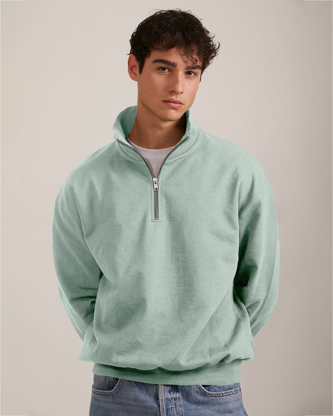 Oversize Organic Sweatshirt with Zipper - 022